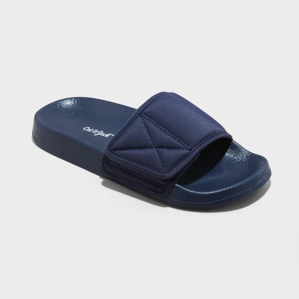 Cat & Jack Kids Kris Sport Slide Sandals Navy Blue XL Boys Adjustable Strap